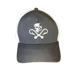 Salt Life Hat Fishing Hooks Skull & Bones Gray Mens Unisex Trucker Hat white